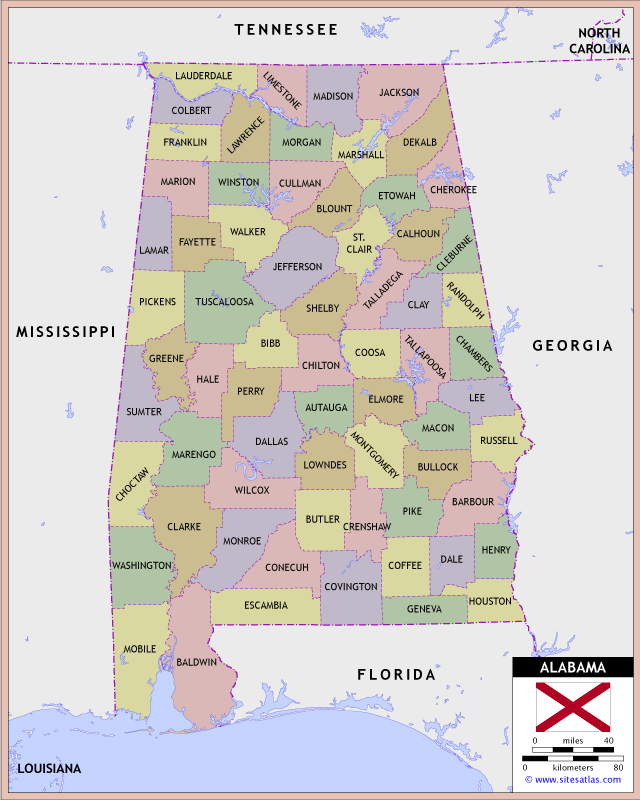 Alabama County Map