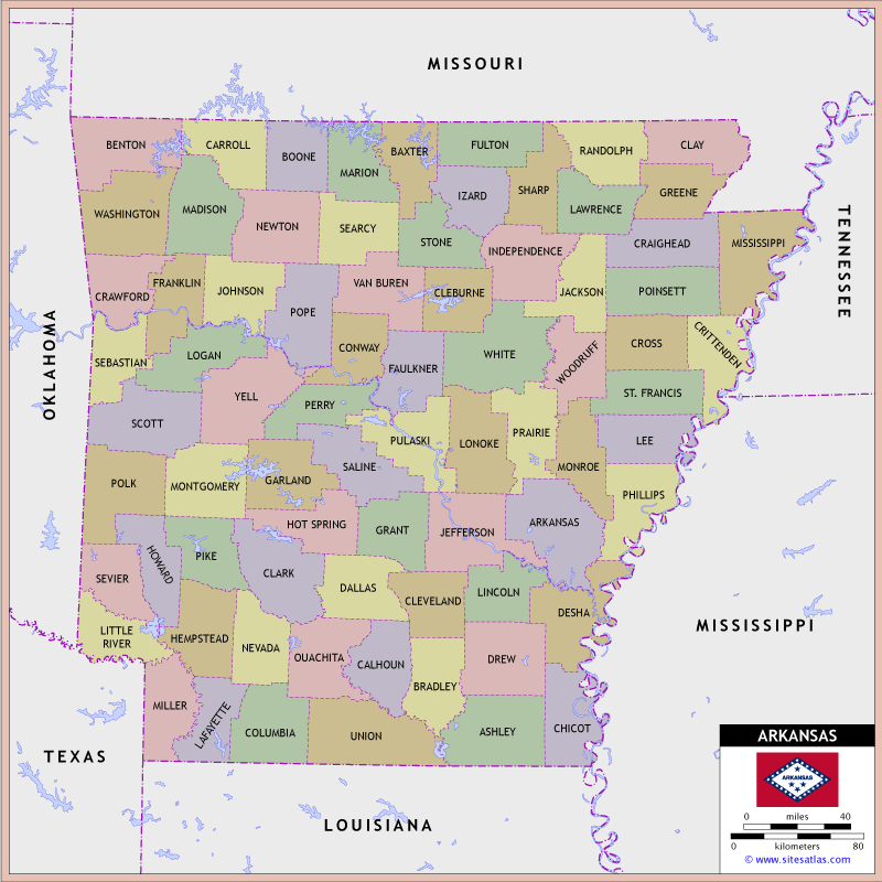 Arkansas County Map