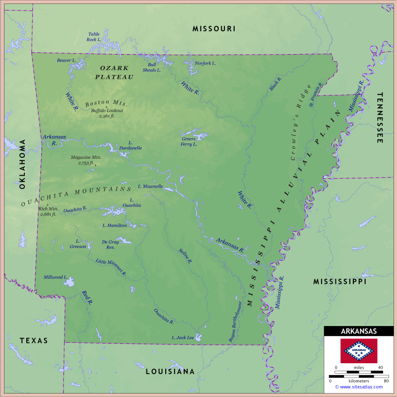 Arkansas Physical Map