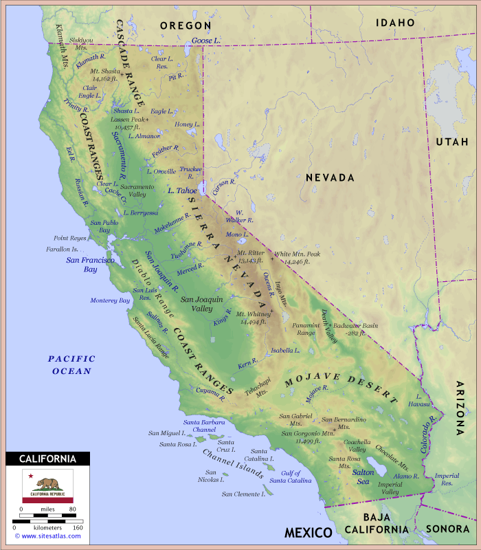 California Physical Map