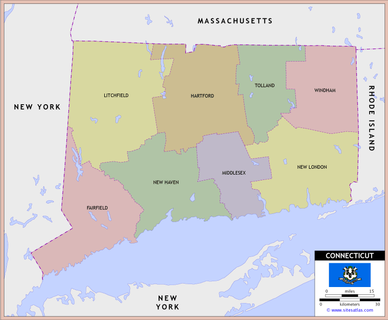 Connecticut County Map