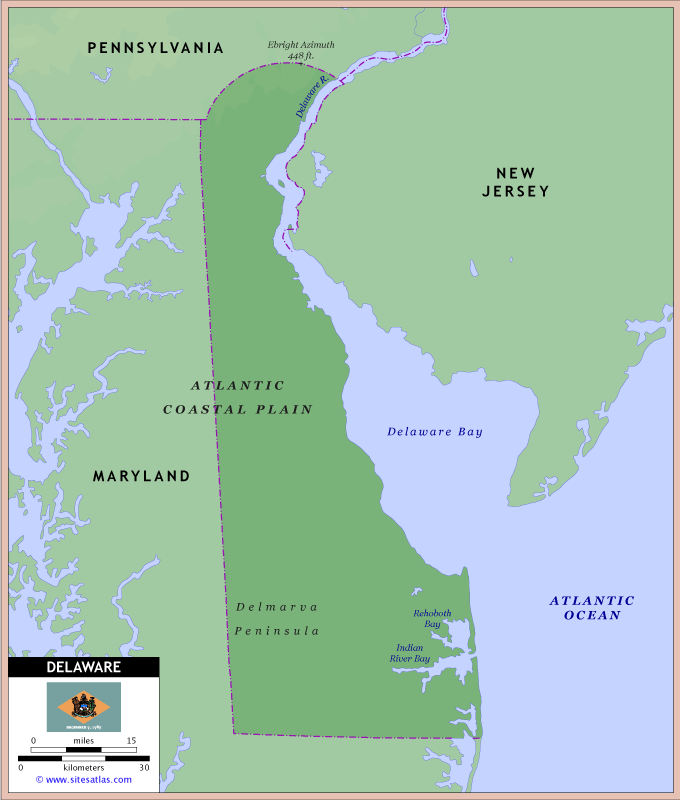 Delaware Physical Map