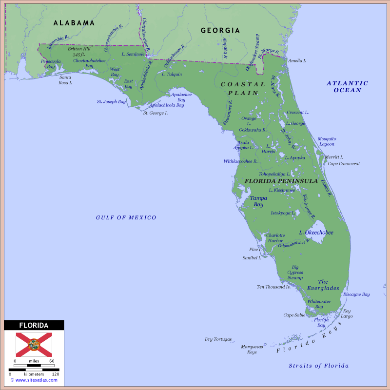 Florida Physical Map