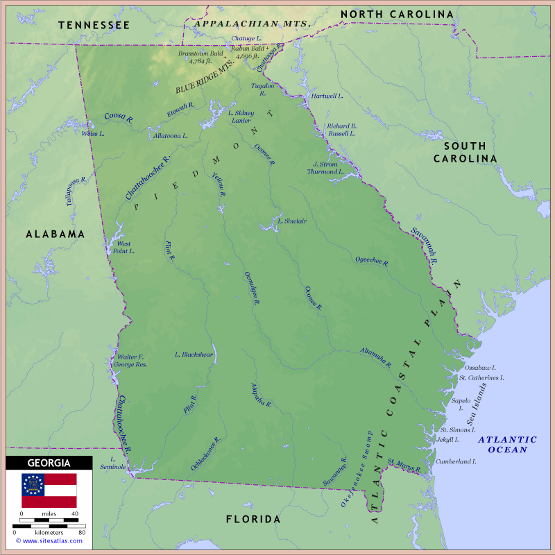 Georgia Physical Map