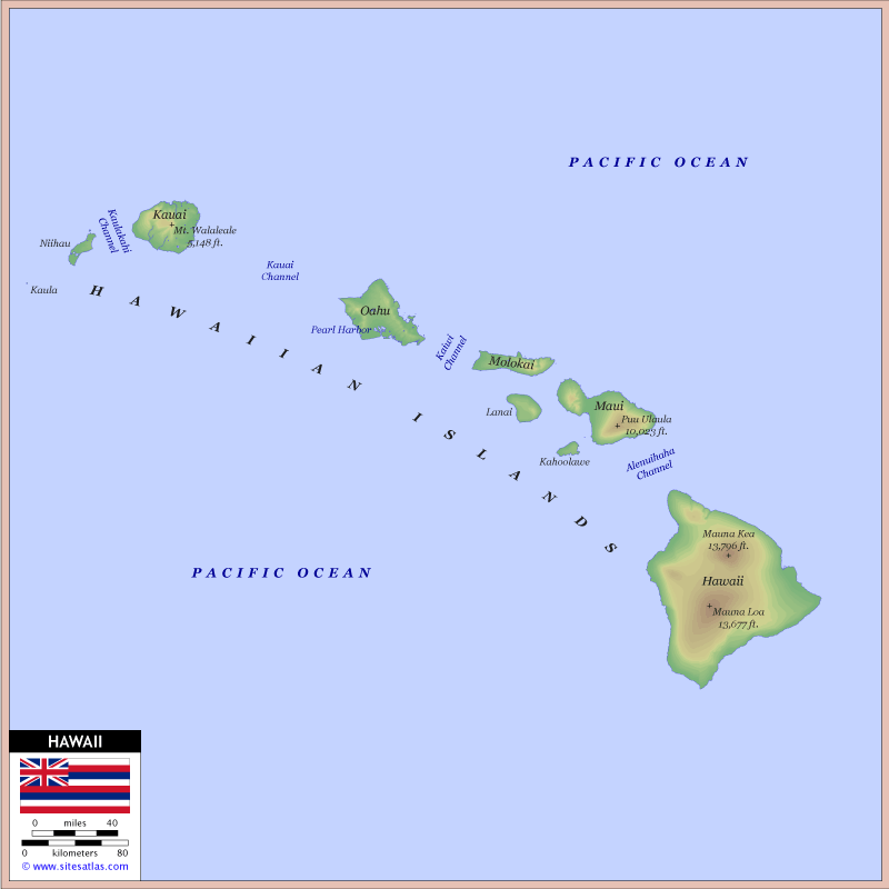 Hawaii Physical Map