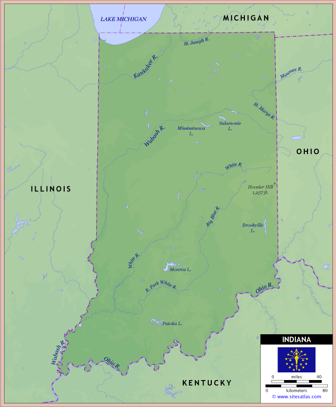 Indiana Physical Map