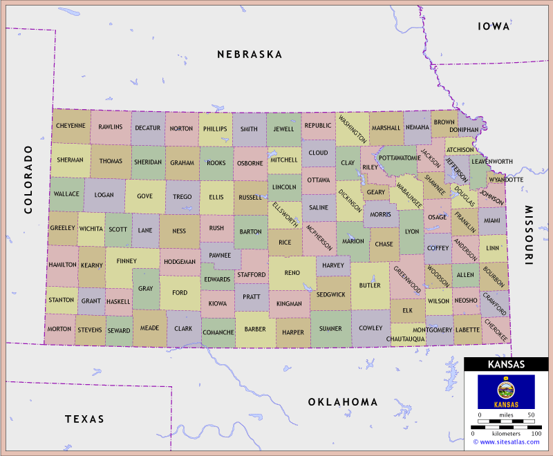 Kansas County Map