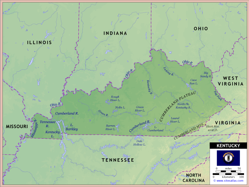 Kentucky Physical Map