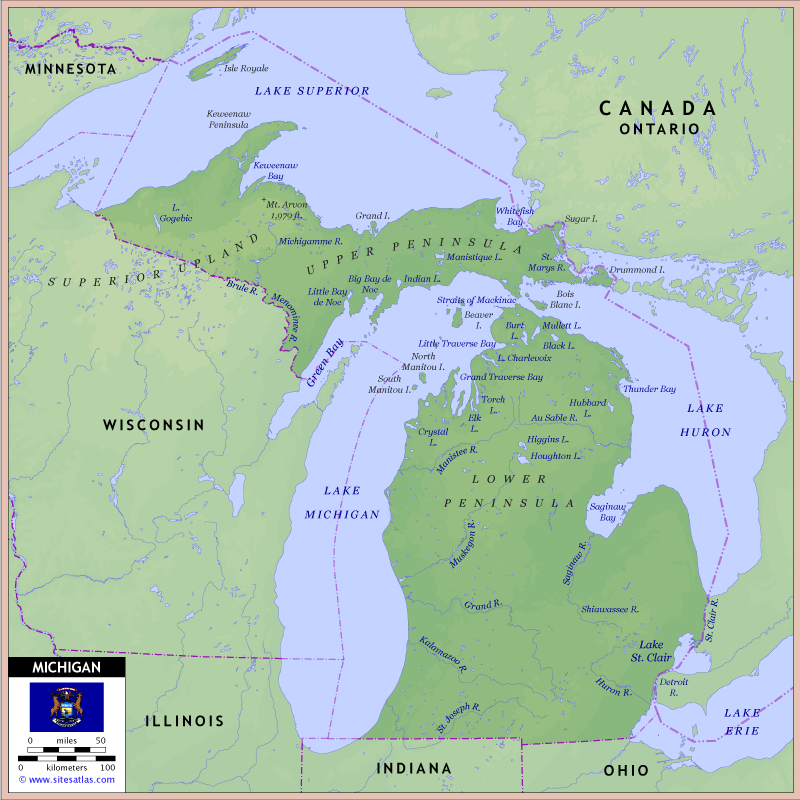 Michigan Physical Map