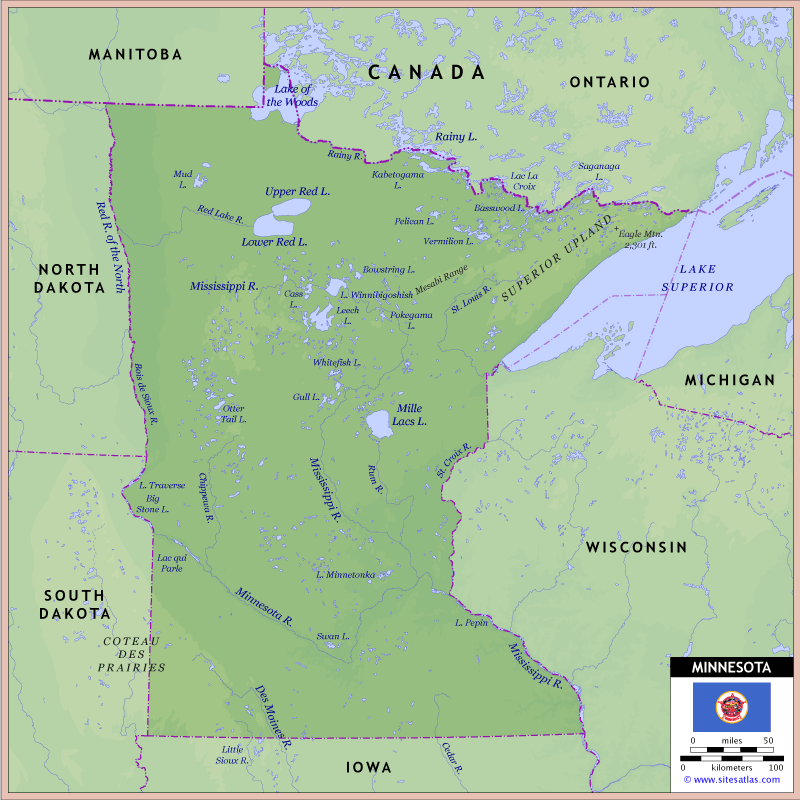 Minnesota Physical Map