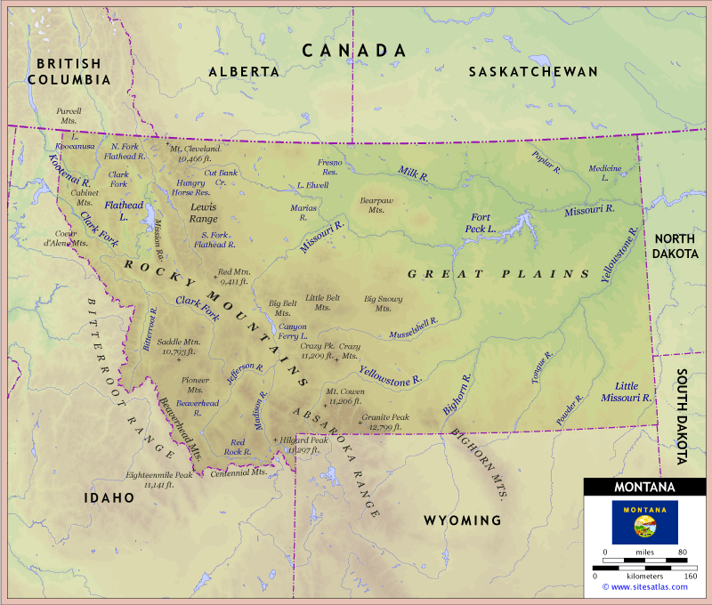 Montana Physical Map