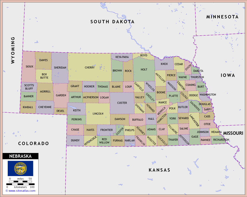 Nebraska County Map