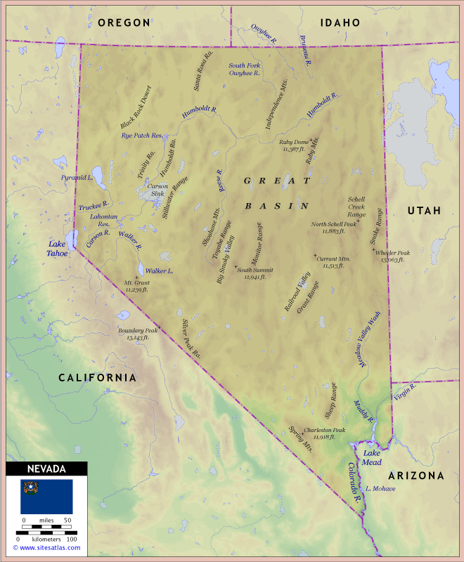 Nevada Physical Map