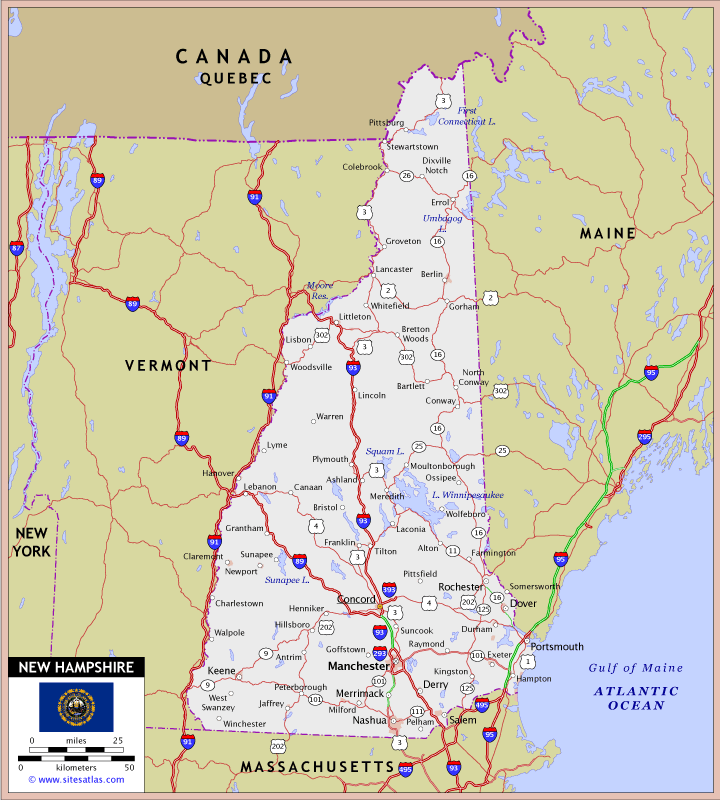 New Hampshire Highway Map