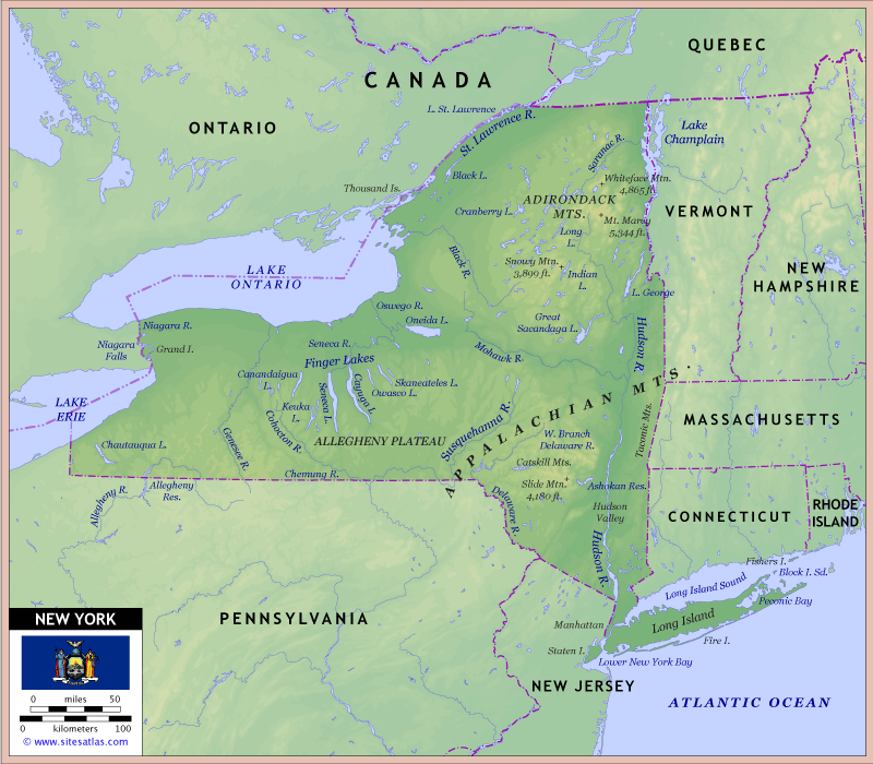 New York Physical Map