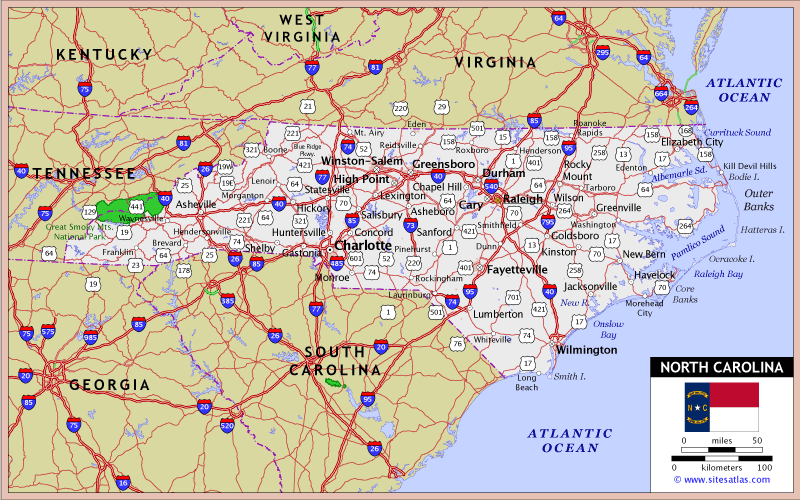 North Carolina Highway Map