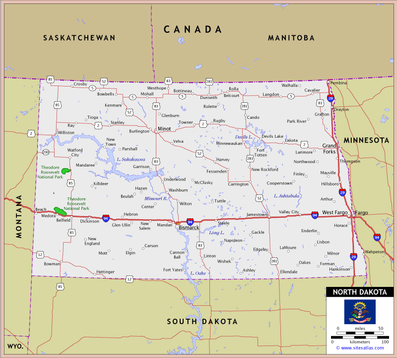 North Dakota Highway Map