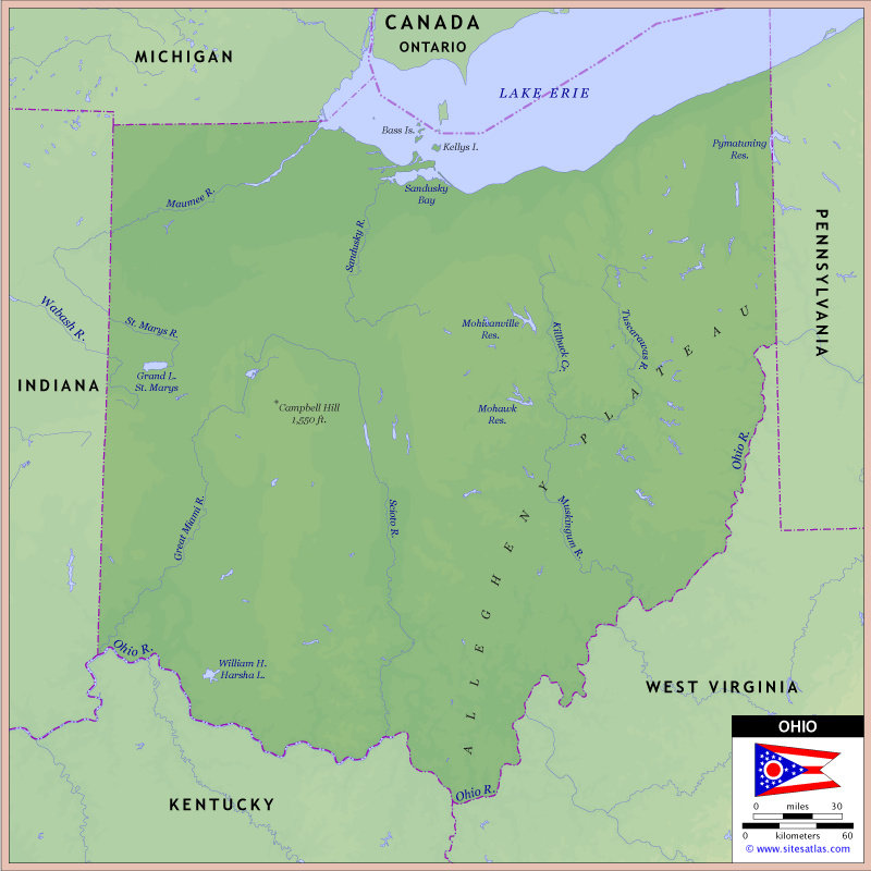 Ohio Physical Map