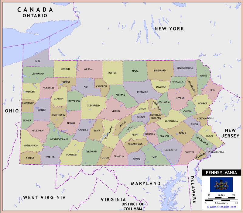 Pennsylvania County Map