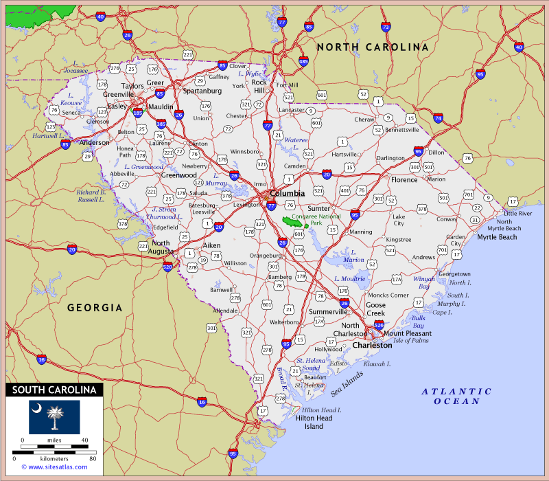 South Carolina Highway Map