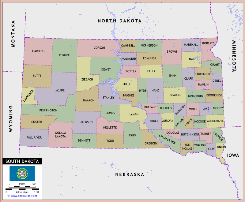 South Dakota County Map