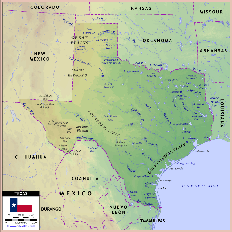 Texas Physical Map