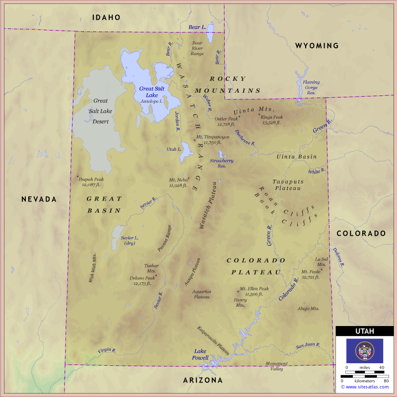 Utah Physical Map