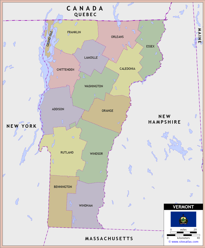 Vermont County Map