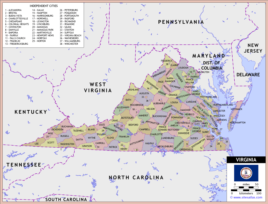 Virginia County Map