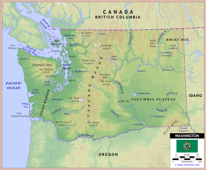 Washington Physical Map