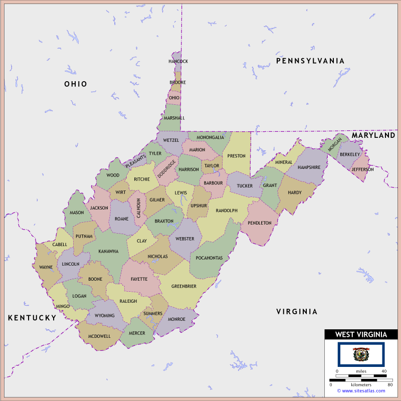 West Virginia County Map