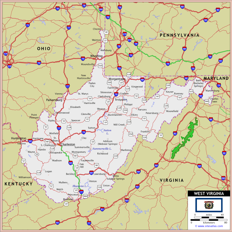 West Virginia Highway Map