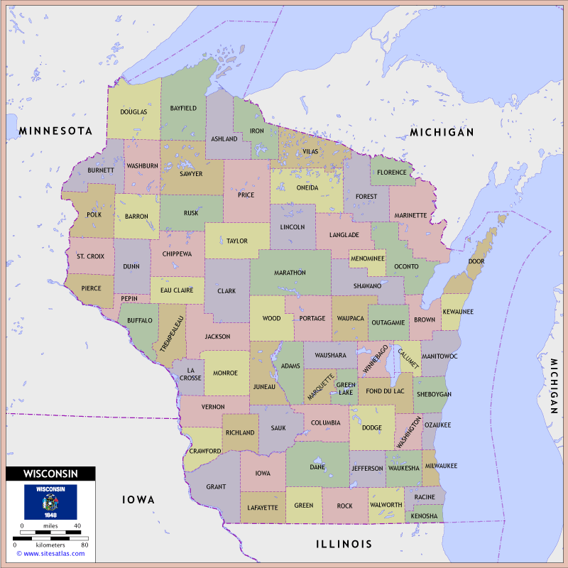 Wisconsin County Map