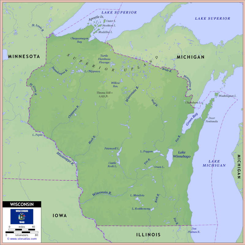 Wisconsin Physical Map