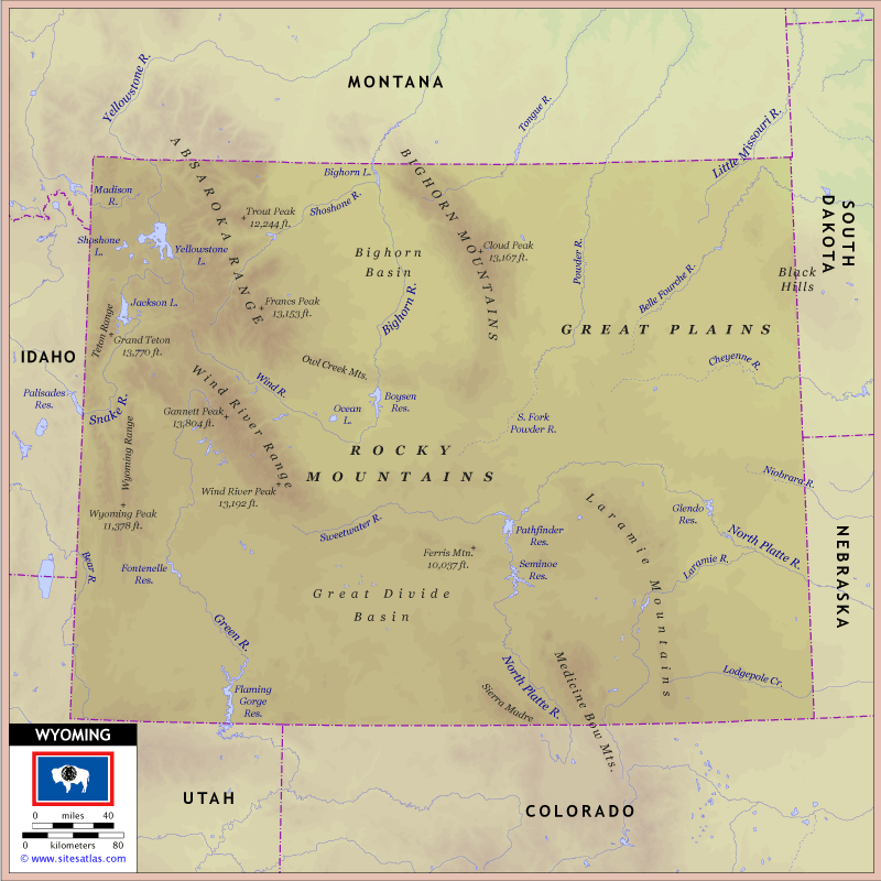 Wyoming Physical Map