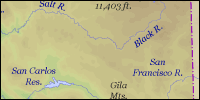 Physical map of Arizona thumbnail