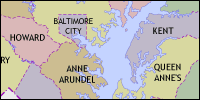 County map of Maryland thumbnail