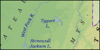 Physical map of West Virginia thumbnail